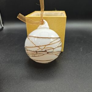 Christmas Ted Jolda Blown Glass Snowball Ornament.